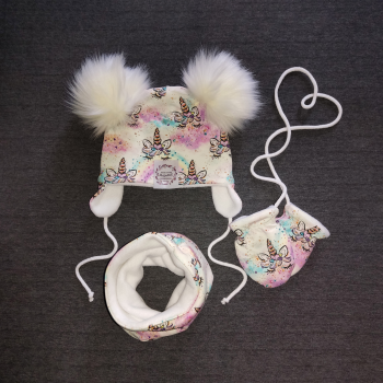 Ciepły komplet zimowy czapka, komin oraz rękawiczki