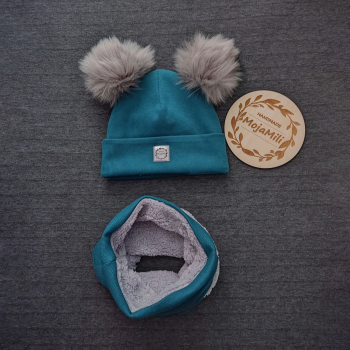 Komplet czapka + komin na jesień oraz zimę morski prążek