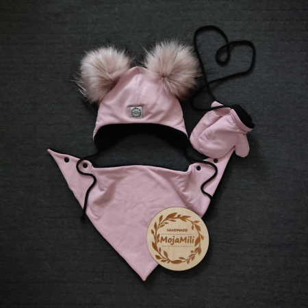 Zestaw zimowy "Różowy Blask" - czapka, rękawiczki i chusta dla dzieci